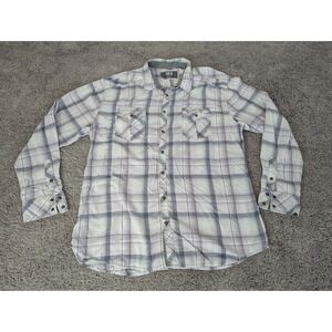 BKE Button Up Shirt‎ Mens XXL Athletic Fit Plaid Purple Snap Western